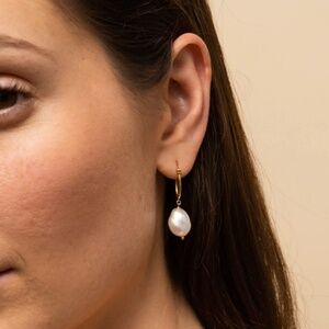Mejuri Gold and White Pearl Earrings